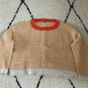 Free People Orange Alpaca Knit Sweater Cozy Oversized Fit Size Small